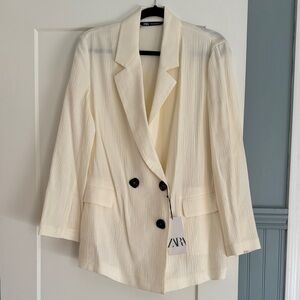 Zara Women's Ivory Linen Blazer NWT
